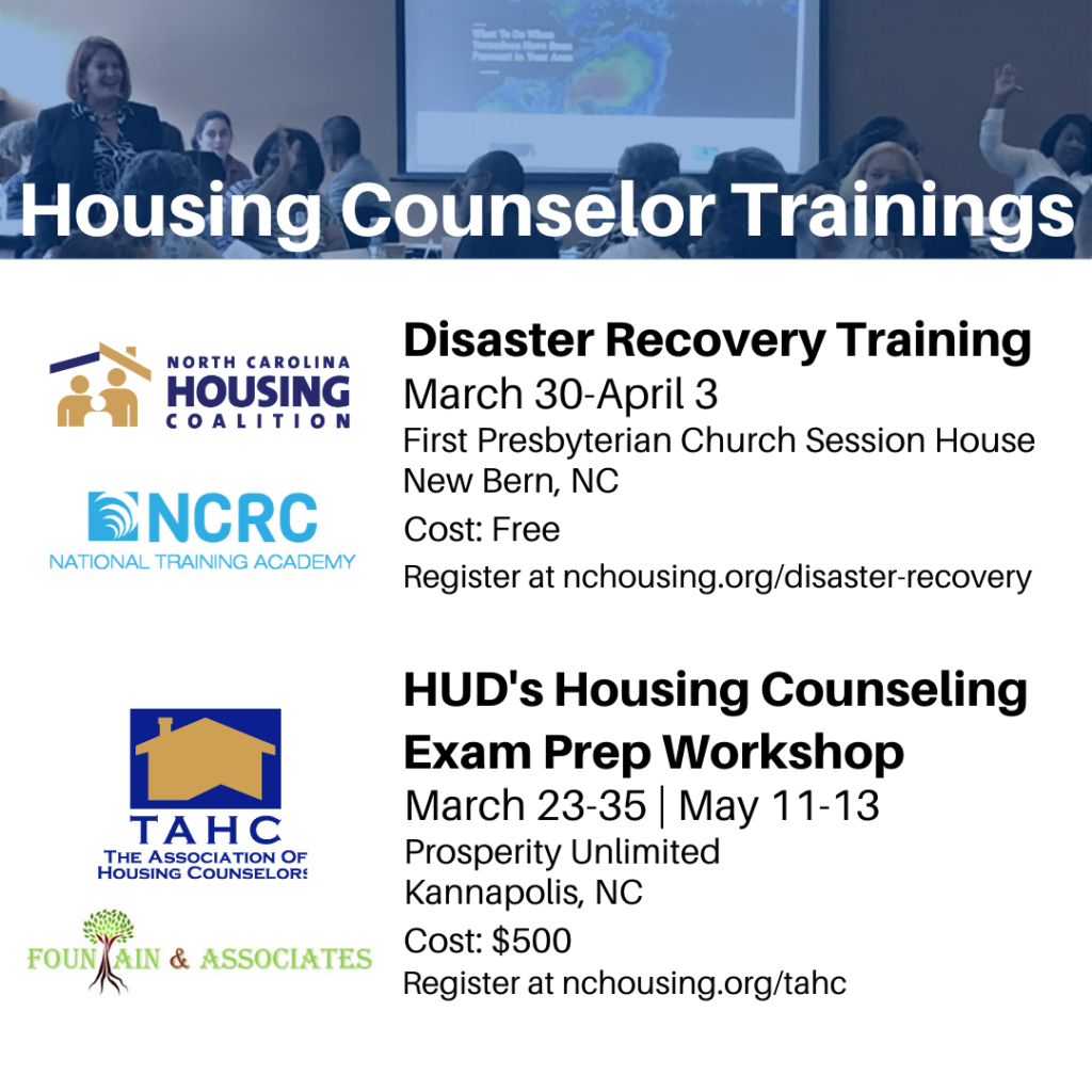 Registration Open for Housing Counseling Trainings North Carolina